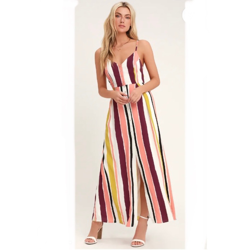 Maxi Summer Dress Pink Striped Size Small L'Atiste by Amy